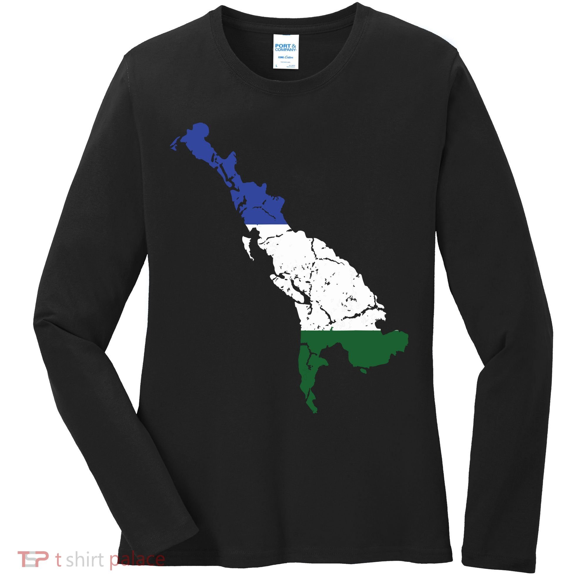 Cascadia Bioregion Map Flag Independence Distressed Women's Long Sleeve Shirt