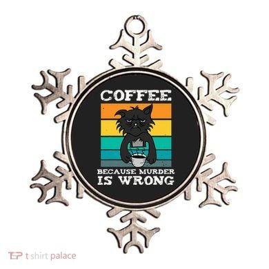 Coffee Because Murder Is Wrong Black Vintage Cat Coffee Ornament