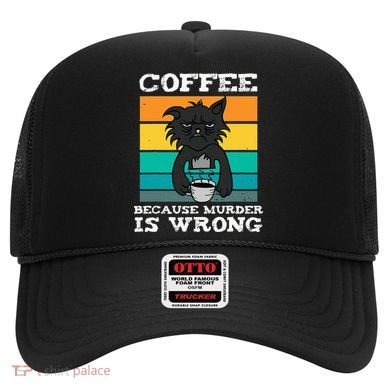Coffee Because Murder Is Wrong Black Vintage Cat Coffee Hat