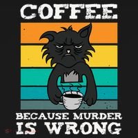 Coffee Because Murder Is Wrong Black Vintage Cat Coffee Visor thumb 3