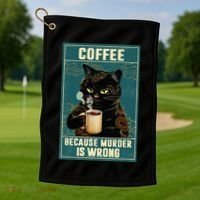 Coffee Because Murder Is Wrong Golf Towel thumb 1