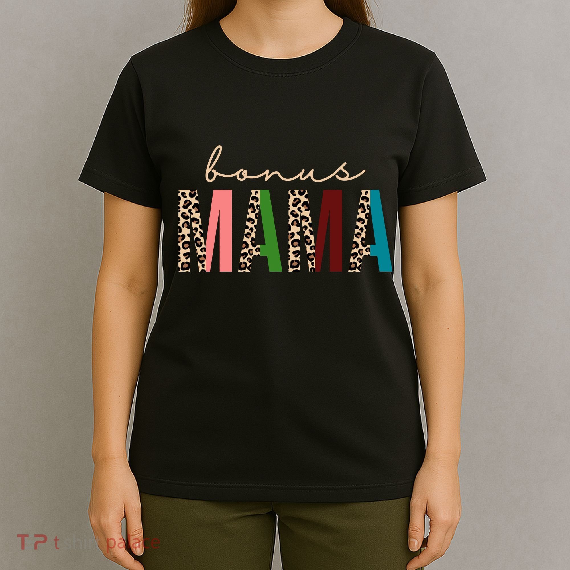 Cute Bonus Mama Leopard Pattern T-Shirt