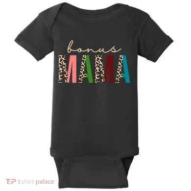 Cute Bonus Mama Leopard Pattern Baby Bodysuit