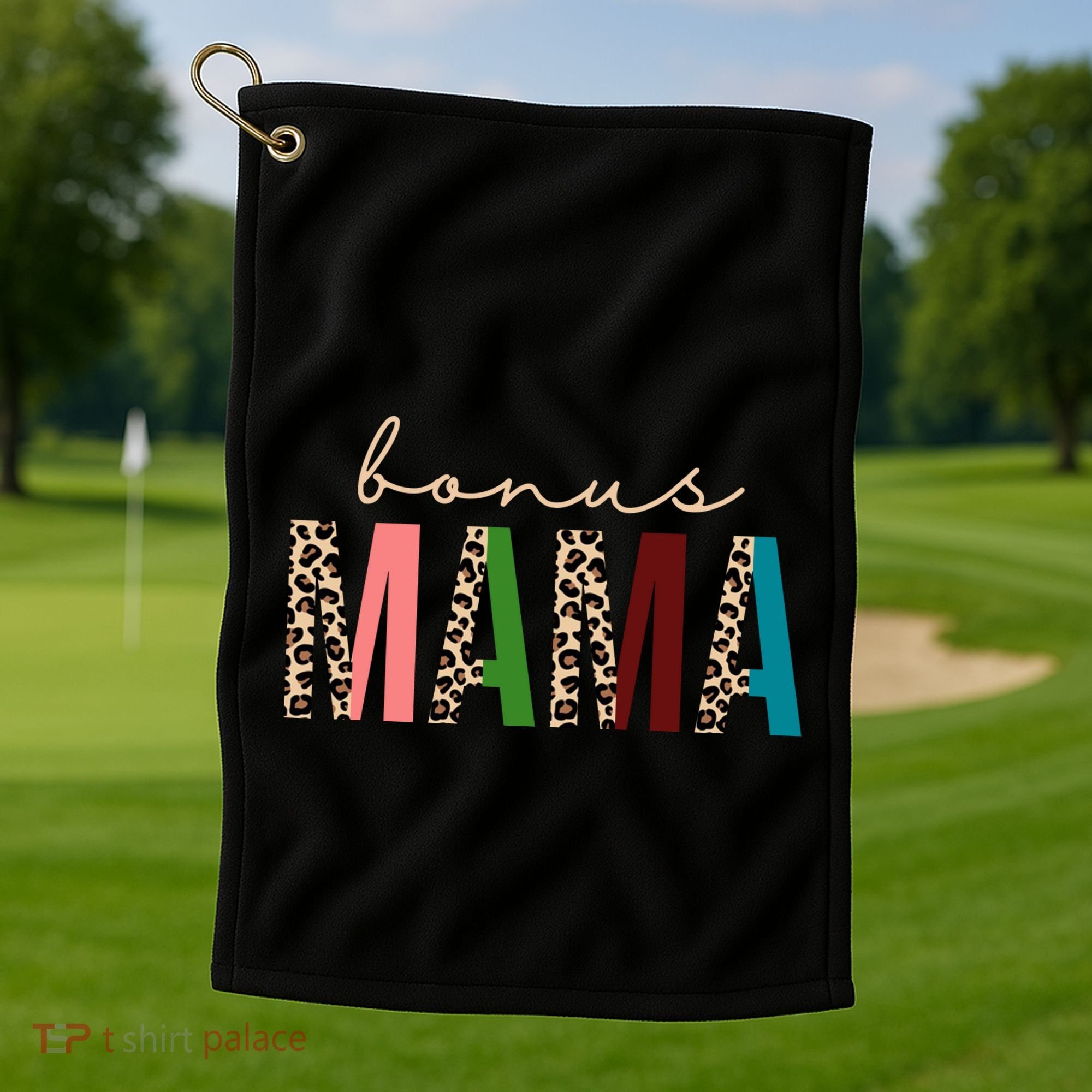 Cute Bonus Mama Leopard Pattern Golf Towel