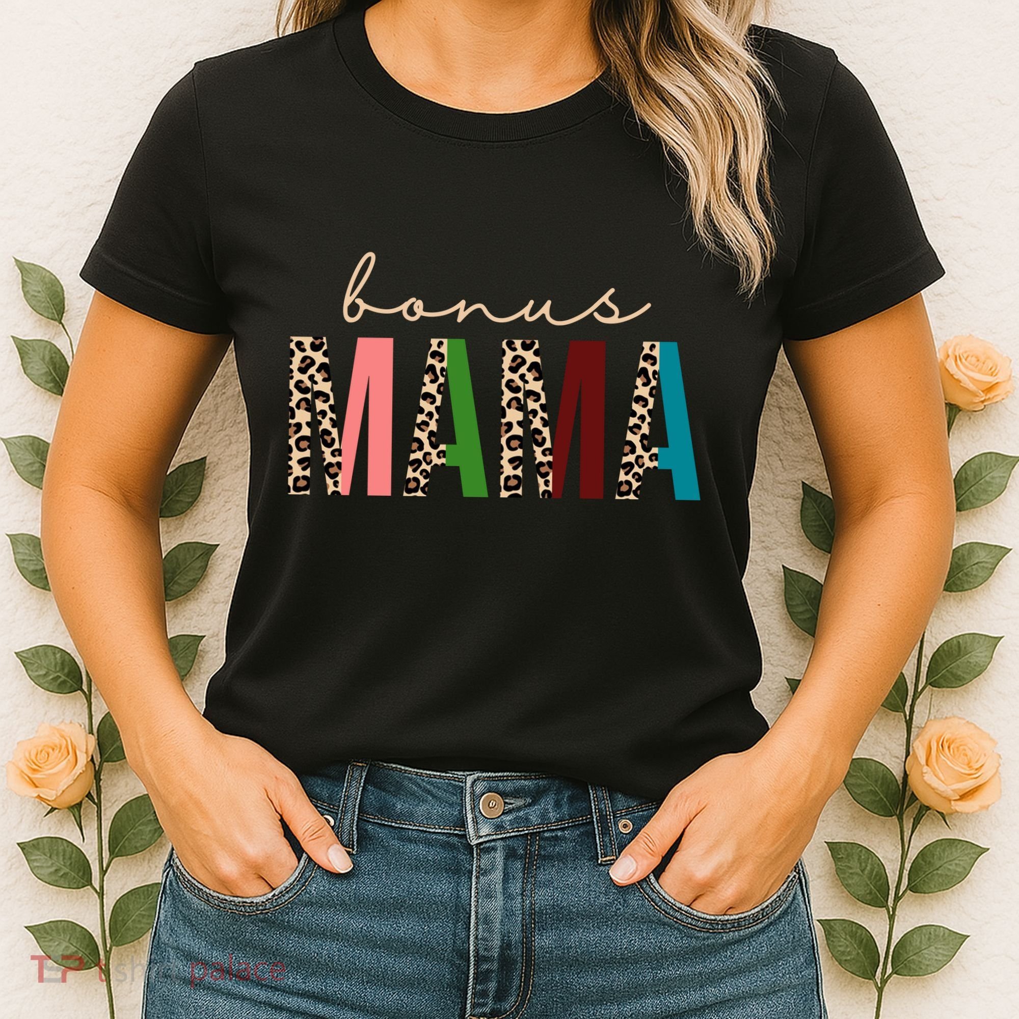 Cute Bonus Mama Leopard Pattern Women's T-Shirt