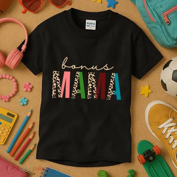 Cute Bonus Mama Leopard Pattern Kids T-Shirt