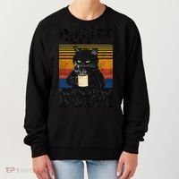 Coffee Because Murder Is Wrong Angry Cat Coffee Funny Quote Women's Sweatshirt thumb 0