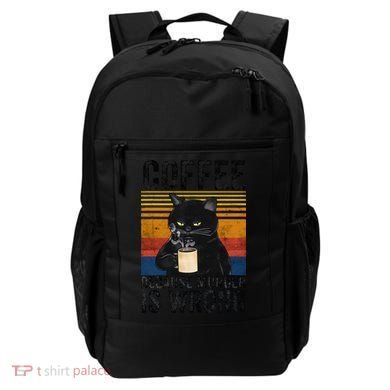 Coffee Because Murder Is Wrong Angry Cat Coffee Funny Quote Backpack
