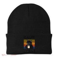 Coffee Because Murder Is Wrong Angry Cat Coffee Funny Quote Beanie thumb 0