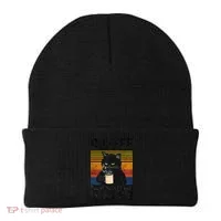Coffee Because Murder Is Wrong Angry Cat Coffee Funny Quote Beanie thumb 0