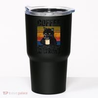 Coffee Because Murder Is Wrong Angry Cat Coffee Funny Quote Tumbler thumb 0