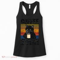 Coffee Because Murder Is Wrong Angry Cat Coffee Funny Quote Women's Tank Top thumb 0