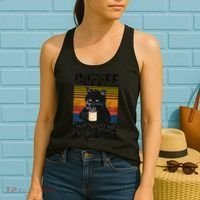 Coffee Because Murder Is Wrong Angry Cat Coffee Funny Quote Women's Tank Top thumb 2