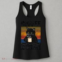 Coffee Because Murder Is Wrong Angry Cat Coffee Funny Quote Women's Tank Top thumb 3
