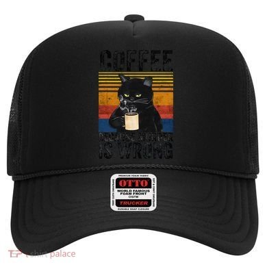 Coffee Because Murder Is Wrong Angry Cat Coffee Funny Quote Hat