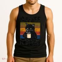 Coffee Because Murder Is Wrong Angry Cat Coffee Funny Quote Tank Top thumb 3