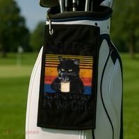 Coffee Because Murder Is Wrong Angry Cat Coffee Funny Quote Golf Towel thumb 2