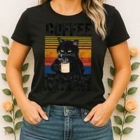 Coffee Because Murder Is Wrong Angry Cat Coffee Funny Quote Women's T-Shirt thumb 2