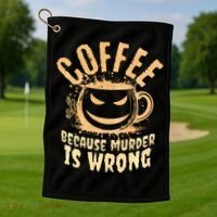 Coffee Because Murder Is Wrong Halloween Caffeinated Lover Golf Towel thumb 1