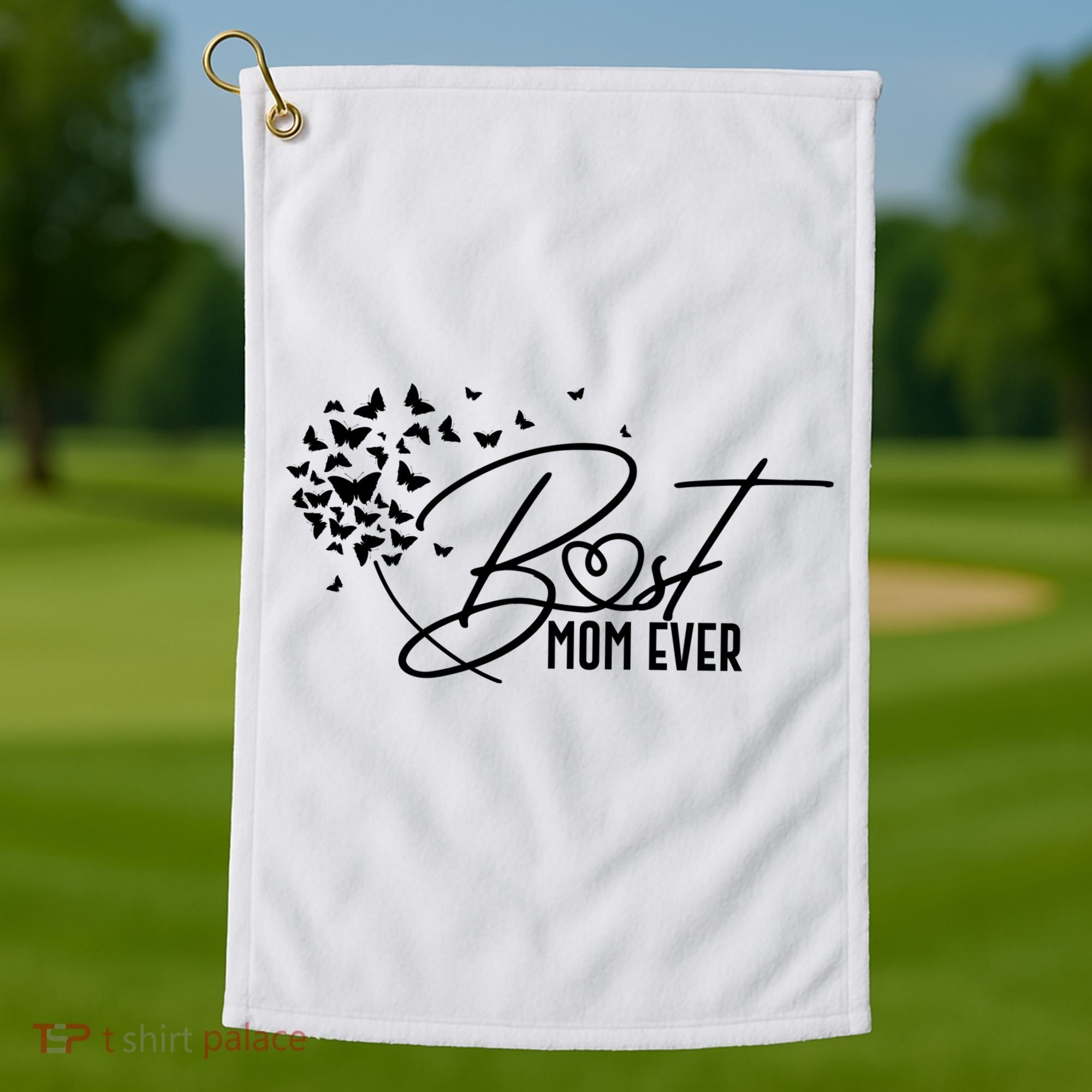 Cute Best Mom Ever Butterfly Dandelion Golf Towel