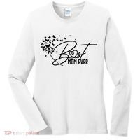 Cute Best Mom Ever Butterfly Dandelion Women's Long Sleeve Shirt thumb 0
