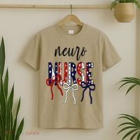 Coquette Bow Neuro Nurse 4th Of July Brain Neurology Nurse T-Shirt thumb 2