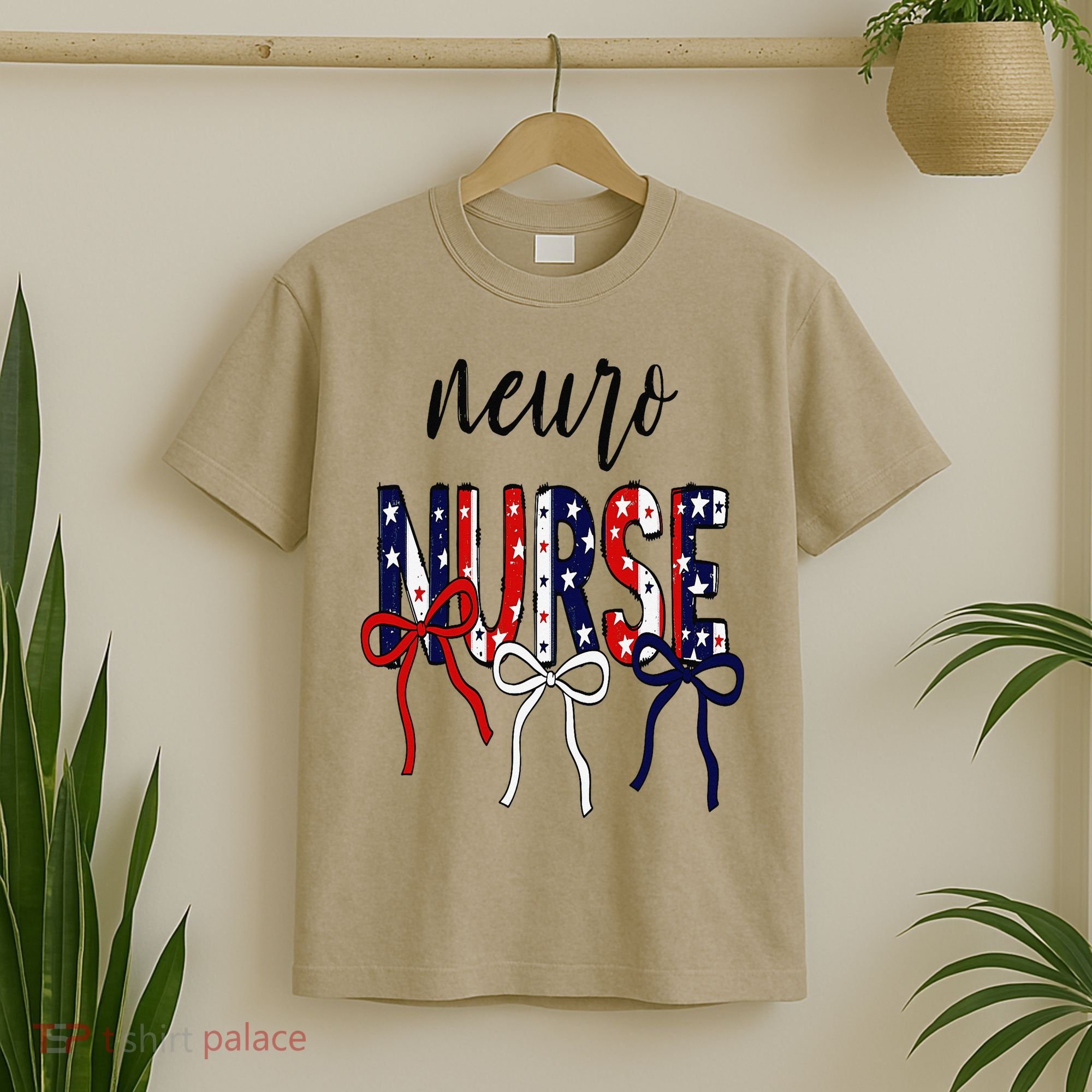 Coquette Bow Neuro Nurse 4th Of July Brain Neurology Nurse T-Shirt