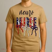 Coquette Bow Neuro Nurse 4th Of July Brain Neurology Nurse T-Shirt thumb 3