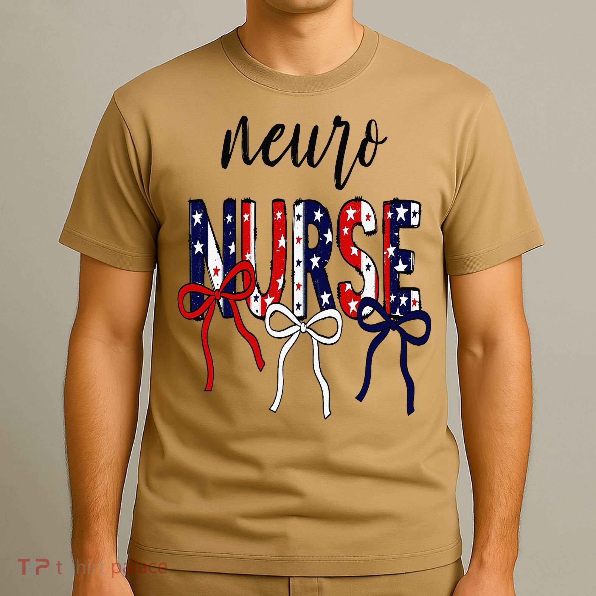 Coquette Bow Neuro Nurse 4th Of July Brain Neurology Nurse T-Shirt