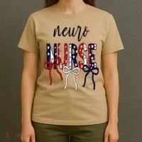 Coquette Bow Neuro Nurse 4th Of July Brain Neurology Nurse T-Shirt thumb 4