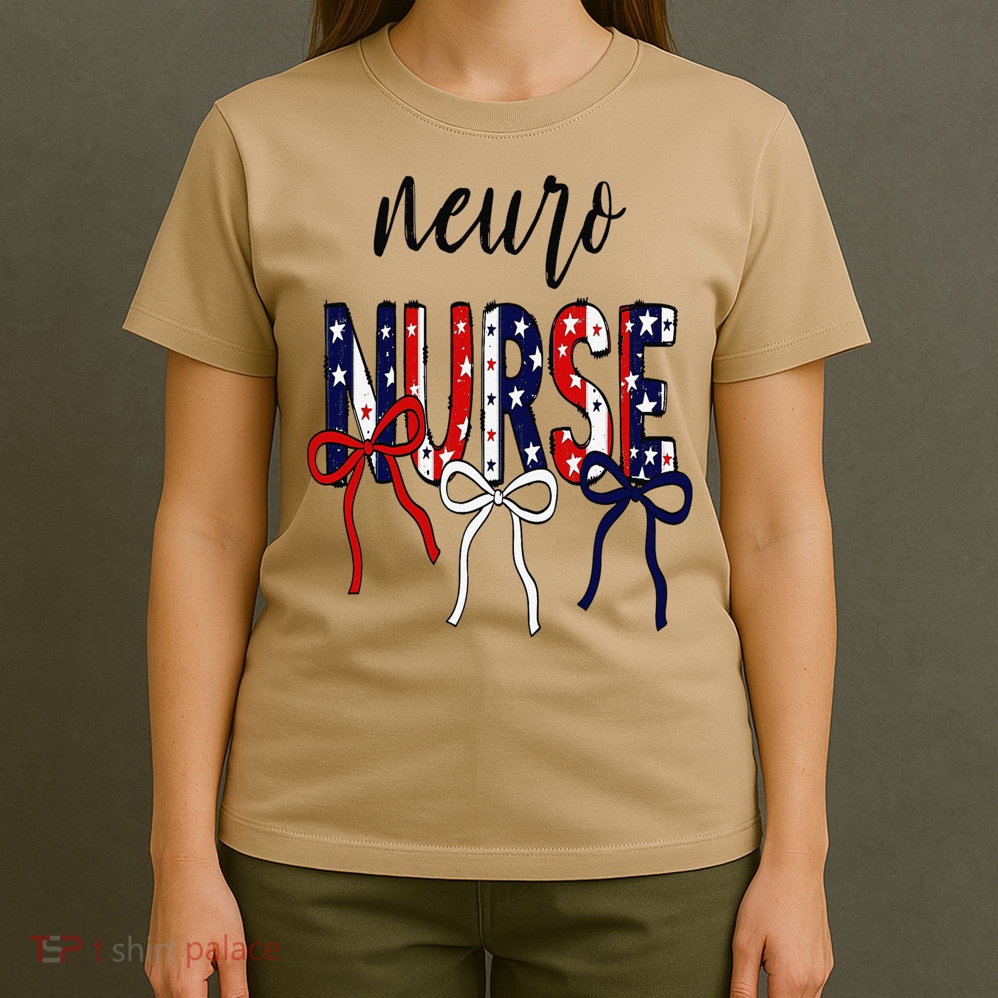 Coquette Bow Neuro Nurse 4th Of July Brain Neurology Nurse T-Shirt