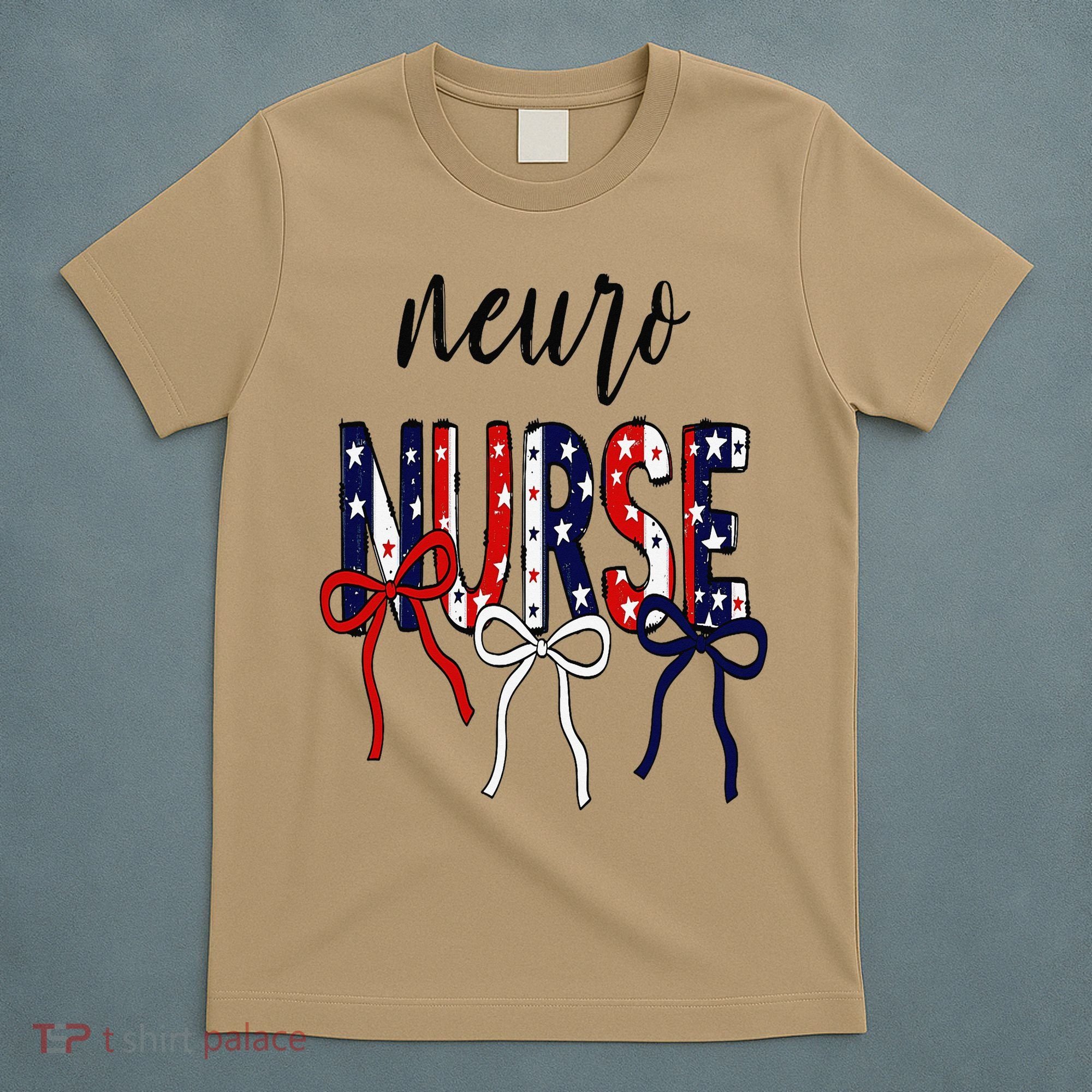 Coquette Bow Neuro Nurse 4th Of July Brain Neurology Nurse T-Shirt