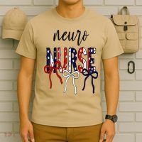 Coquette Bow Neuro Nurse 4th Of July Brain Neurology Nurse T-Shirt thumb 6