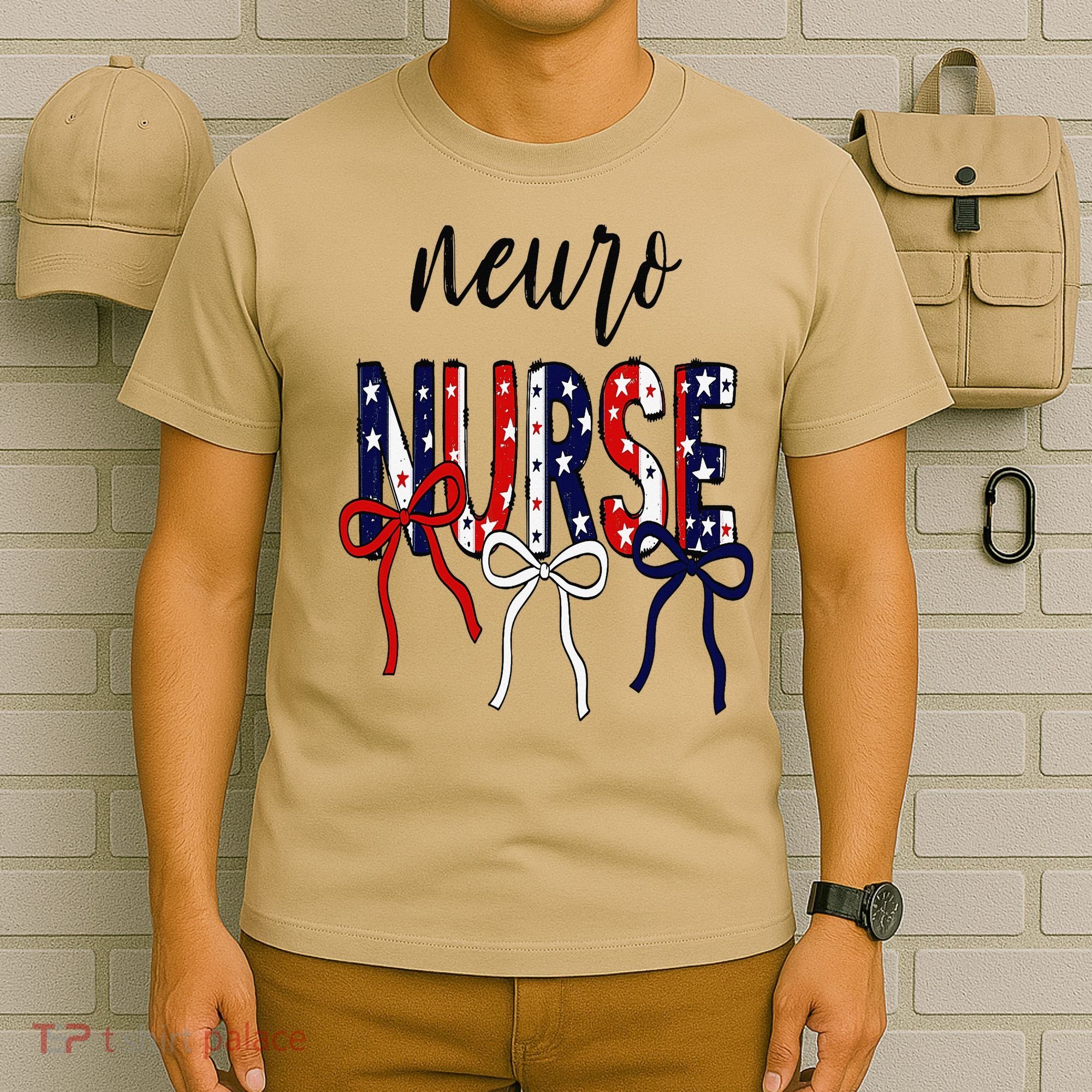 Coquette Bow Neuro Nurse 4th Of July Brain Neurology Nurse T-Shirt