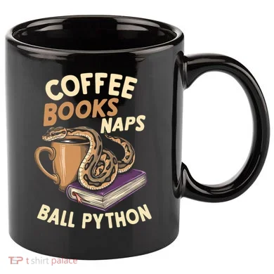 Coffee Books Naps Ball Python Snake Pet Ball Python Gift 11oz C Handle Ceramic Mug