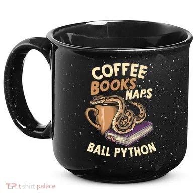 Coffee Books Naps Ball Python Snake Pet Ball Python Gift 15oz Campfire Ceramic Mug