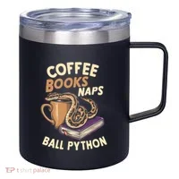 Coffee Books Naps Ball Python Snake Pet Ball Python Gift 12oz Stainless Steel Coffee Mug thumb 0