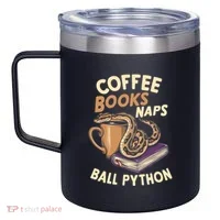 Coffee Books Naps Ball Python Snake Pet Ball Python Gift 12oz Stainless Steel Coffee Mug thumb 2