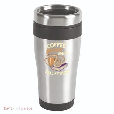 Coffee Books Naps Ball Python Snake Pet Ball Python Gift 16oz Travel Tumbler