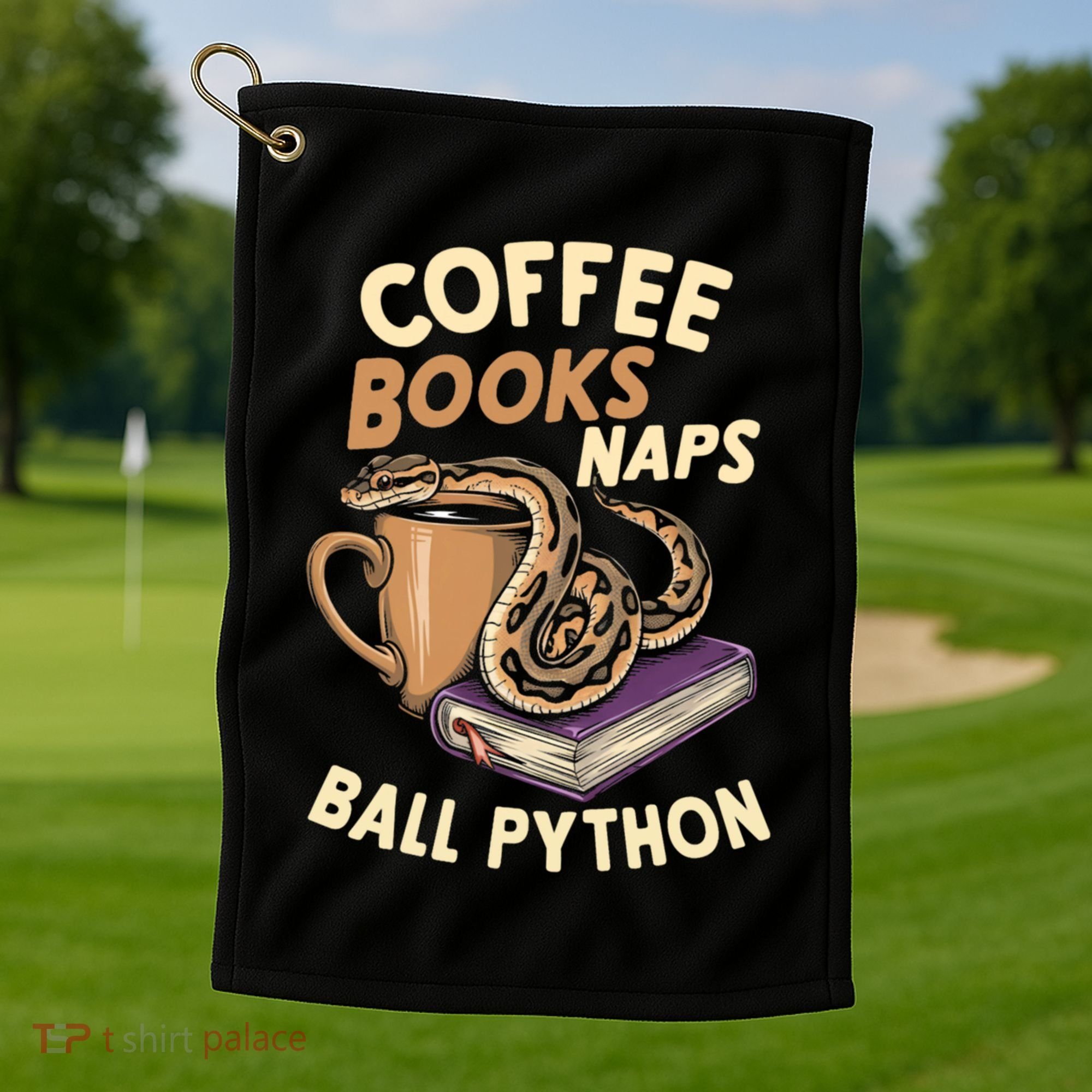 Coffee Books Naps Ball Python Snake Pet Ball Python Gift Golf Towel