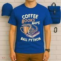 Coffee Books Naps Ball Python Snake Pet Ball Python Gift T-Shirt thumb 6