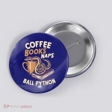 Coffee Books Naps Ball Python Snake Pet Ball Python Gift Button