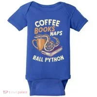 Coffee Books Naps Ball Python Snake Pet Ball Python Gift Baby Bodysuit thumb 0