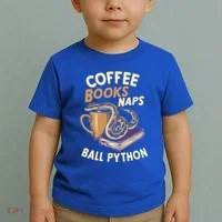 Coffee Books Naps Ball Python Snake Pet Ball Python Gift Toddler T-Shirt thumb 2