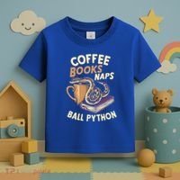 Coffee Books Naps Ball Python Snake Pet Ball Python Gift Toddler T-Shirt thumb 3