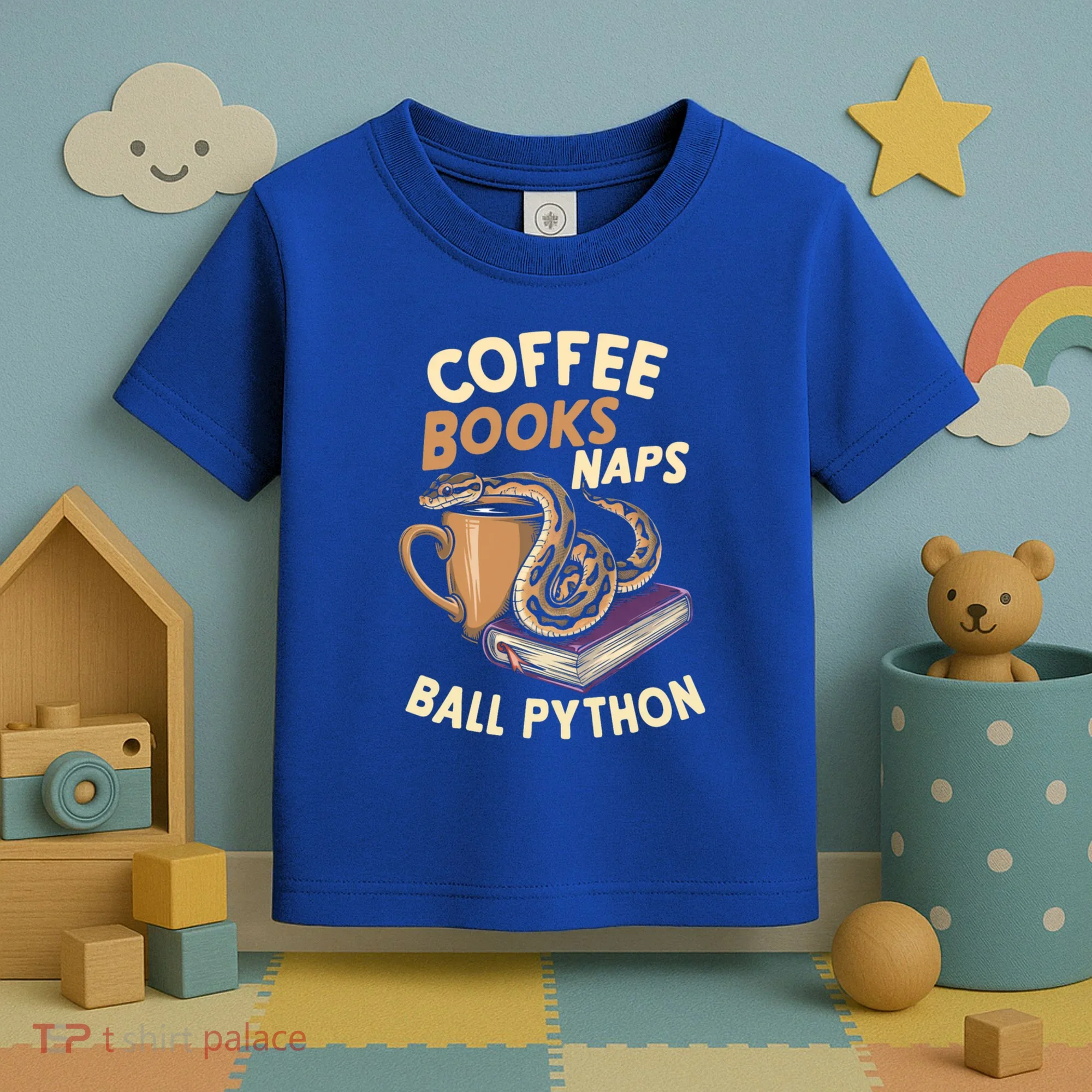 Coffee Books Naps Ball Python Snake Pet Ball Python Gift Toddler T-Shirt