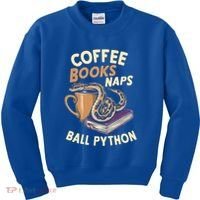 Coffee Books Naps Ball Python Snake Pet Ball Python Gift Kids Sweatshirt thumb 0