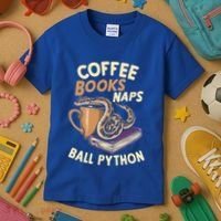 Coffee Books Naps Ball Python Snake Pet Ball Python Gift Kids T-Shirt thumb 3
