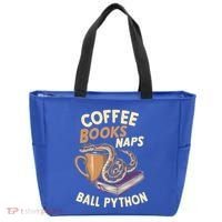 Coffee Books Naps Ball Python Snake Pet Ball Python Gift Tote Bag thumb 0
