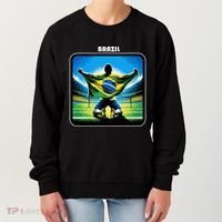 Cool Brazil National Soccer Team With Flag Women's Sweatshirt thumb 0